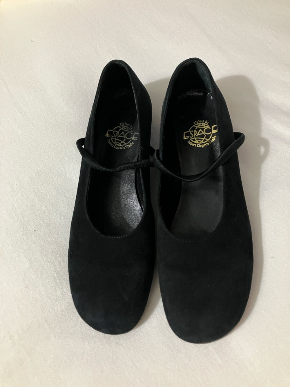 Espace Vintage Black Suede Mary Jane Heels 7.5